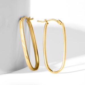 Ross-Simons Italian 14kt Yellow Gold Flat Oval Hoop Earrings