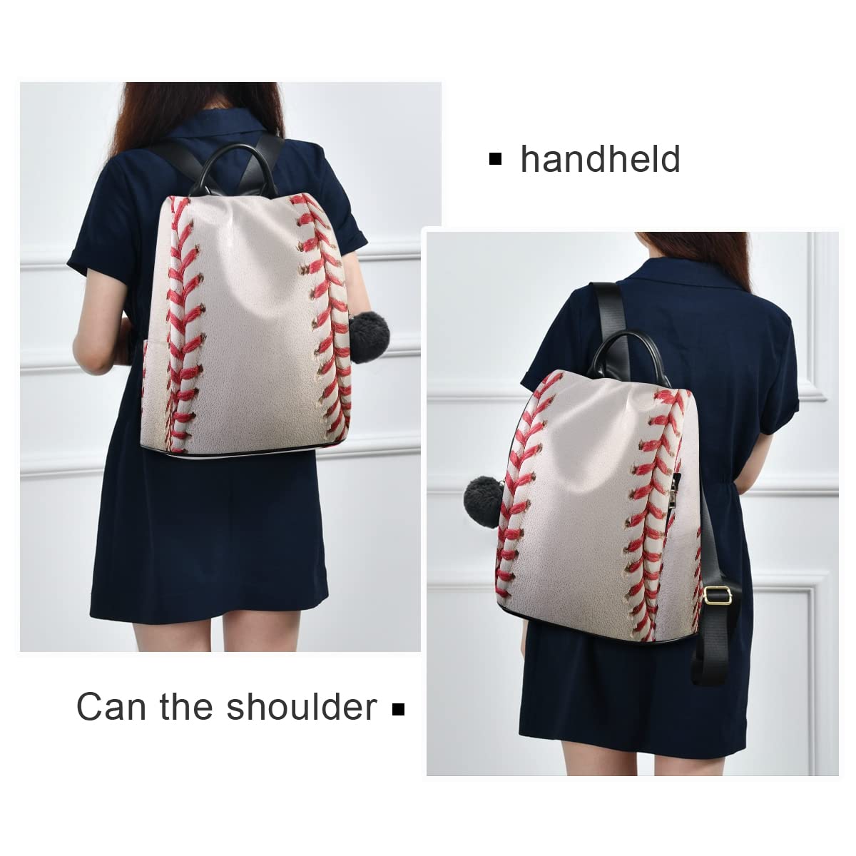 ALAZA Sport Ball Baseball Lovely Women Backpack Anti Theft Back Pack Shoulder Fashion Bag Purse