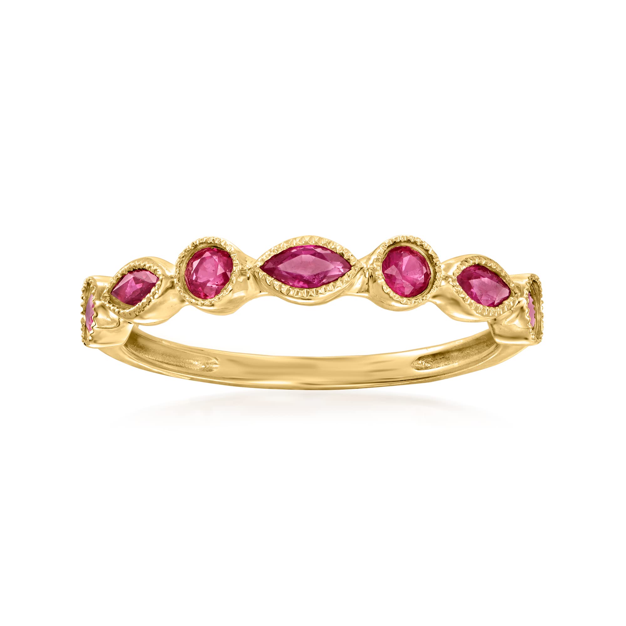 RS Pure by Ross-Simons 0.60 ct. t.w. Ruby Ring in 14kt Yellow Gold. Size 9