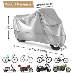 LBW Bike Cover Waterproof Outdoor 450D Durable & Tear Bicycle Cover for Bike Accessories with Bicycle Lock-holes and Bicycle Storage Bag, 96.5”