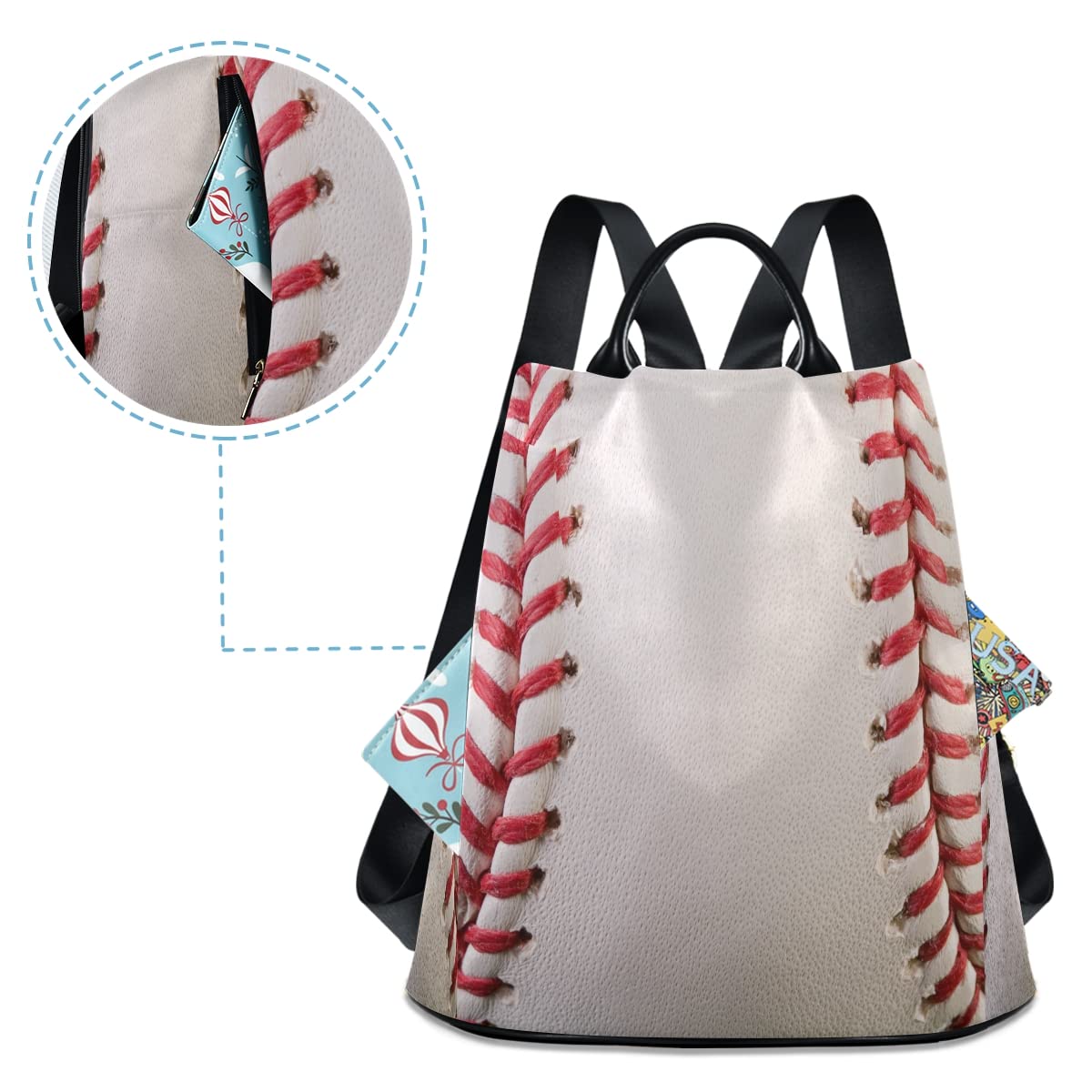 ALAZA Sport Ball Baseball Lovely Women Backpack Anti Theft Back Pack Shoulder Fashion Bag Purse