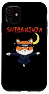 iphone 11 funny shiba inu uni dog fly ninja karate master moon fight case