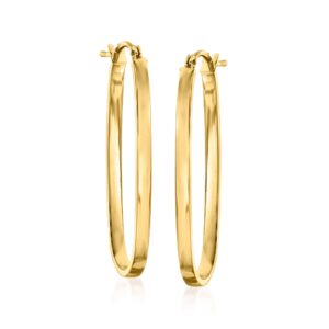 Ross-Simons Italian 14kt Yellow Gold Flat Oval Hoop Earrings