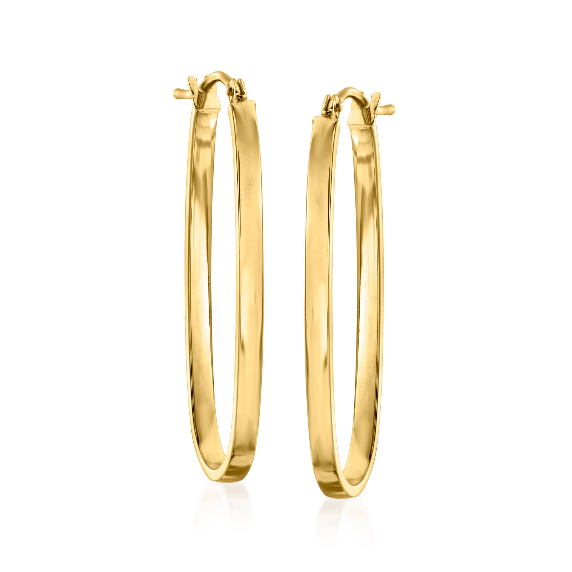 Ross-Simons Italian 14kt Yellow Gold Flat Oval Hoop Earrings