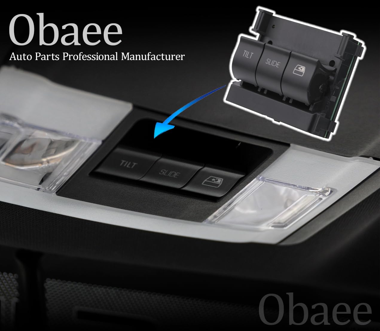 Obaee Overhead Console Sunroof Switch Power Rear Sliding Window Control Compatible with Ford F150 F250 F350 F450 F550 Super Duty 2009 2010 2011 2012 2013 2014 2015 2016 2017 Replaces OEM 9L3Z15B691DA