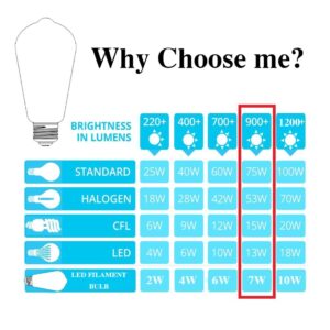 winsaLED Light Bulbs 75 watt, LED Bulbs 60~75 Watt Equivalent, 7W=75W, High Bright 850lm E26 Medium Base, Daylight 4000K Vintage Light Bulb 12pack, Non-Dim…