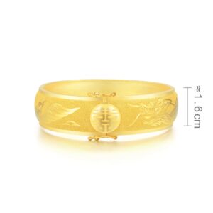 CHOW SANG SANG Chinese Wedding Collection 999.9 24K Gold Price-by-Weight 13.84g Gold Bangle for Women 89578K, Size 06 (0.36tael/13.47g, 07)