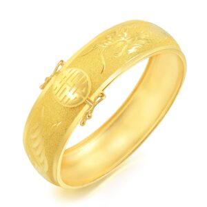 CHOW SANG SANG Chinese Wedding Collection 999.9 24K Gold Price-by-Weight 13.84g Gold Bangle for Women 89578K, Size 06 (0.36tael/13.47g, 07)