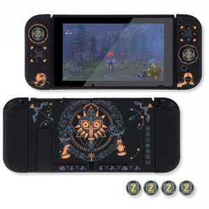 itongguyuki dockable protective case compatible with switch, hard shell case cover for switch and joy-con controllers with 4 thumb grips,zelda tears of the kingdom switch carrying case