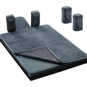 Pilates Reformer Non-Slip Mat Towel (Included 2 Pcs Shoulder Block Covers) (DARK GREY)