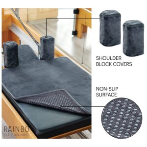 Pilates Reformer Non-Slip Mat Towel (Included 2 Pcs Shoulder Block Covers) (DARK GREY)