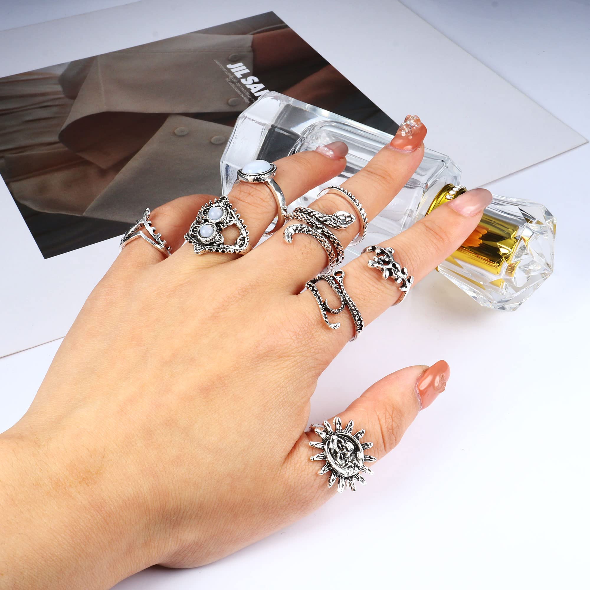 Kakonia 86Pcs Knuckle Rings Set for Women Vintage Boho Aesthetic Rings Pack Stackable Midi Joint Finger Rings