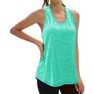 Aeuui Womens Workout Tops Open Back Racerback Tank Tops Sleeveless Yoga Athletic Running Shirts Gym Clothes for Women Green