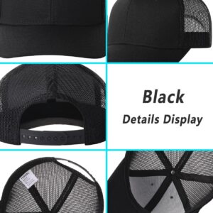 TSSGBL 2 Pack Snapback Mesh Trucker Hat Plain Summer Cool No-Logo Ball Caps for Men,Adjustable Blank Trendy Work Baseball Cap Black Grey