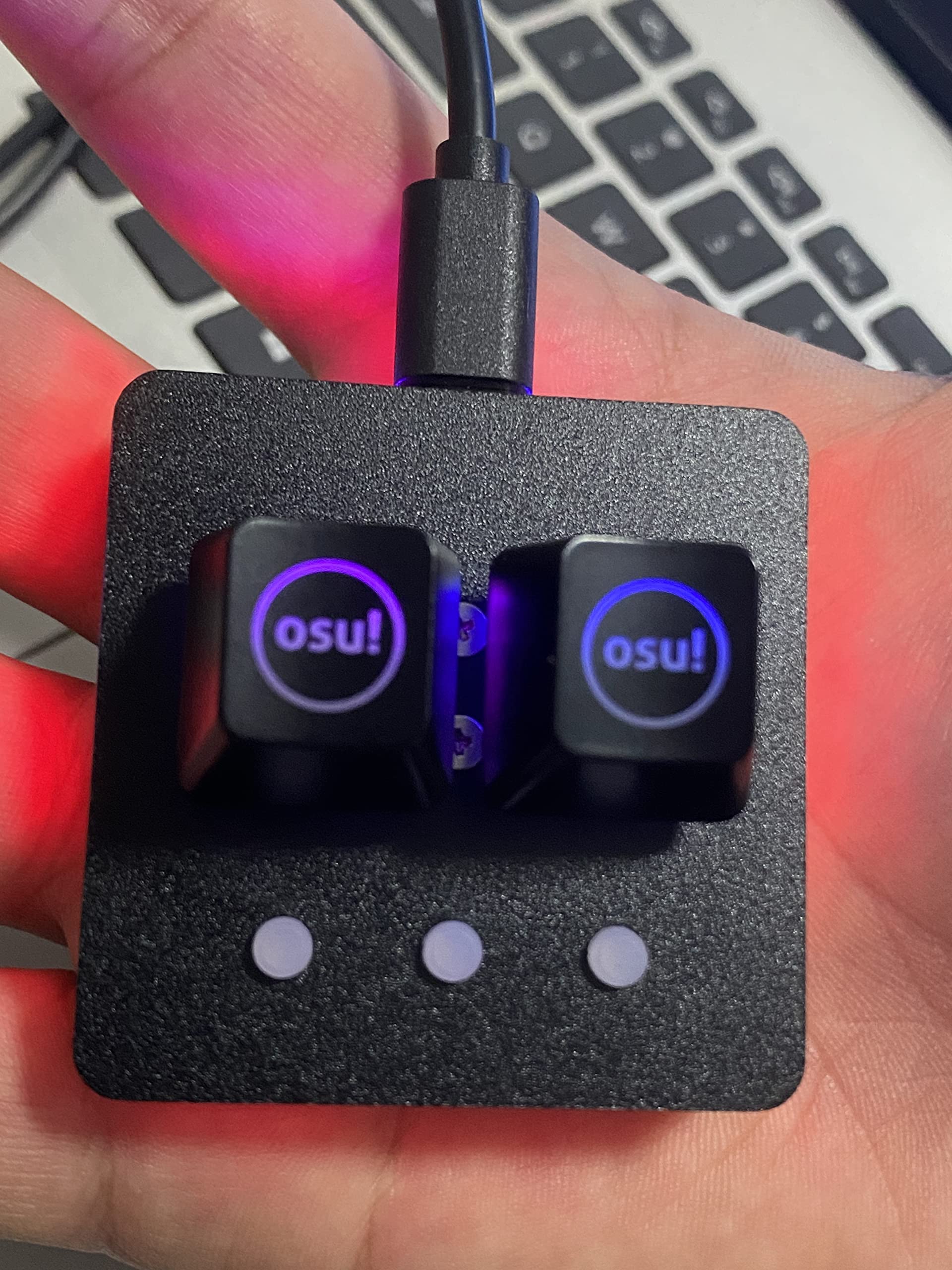 Newhui Mini 2-Key OSU! Keypad Hot Swap Mechanical Gaming Keyboard Macro Programmable Portable Wired One-Handed Keyboard with with RGB LED Backlit and USB-C Interface(Cherry Red Switch).