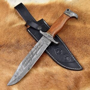 Black Smith Custom Knives Handmade Damascus steel bowie knife with sheath Fixed blade hunting bowie knife for Survival Camping and Bushcraft 13inch Knife (BSCK-HK-1100)