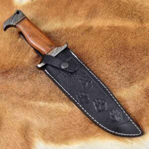 Black Smith Custom Knives Handmade Damascus steel bowie knife with sheath Fixed blade hunting bowie knife for Survival Camping and Bushcraft 13inch Knife (BSCK-HK-1100)