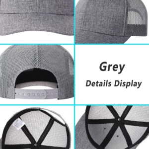 TSSGBL 2 Pack Snapback Mesh Trucker Hat Plain Summer Cool No-Logo Ball Caps for Men,Adjustable Blank Trendy Work Baseball Cap Black Grey