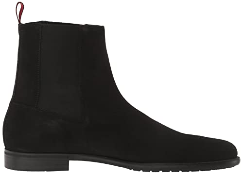 HUGO Mens Smooth Suede Pull On Chelsea Boot Hunting Shoe, Black Oil, 7.5 US