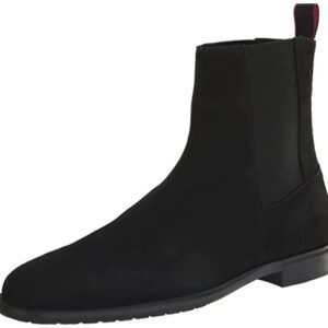 HUGO Mens Smooth Suede Pull On Chelsea Boot Hunting Shoe, Black Oil, 7.5 US