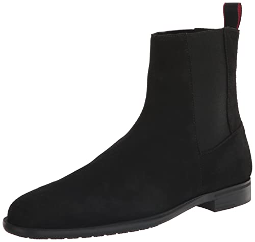 HUGO Mens Smooth Suede Pull On Chelsea Boot Hunting Shoe, Black Oil, 7.5 US