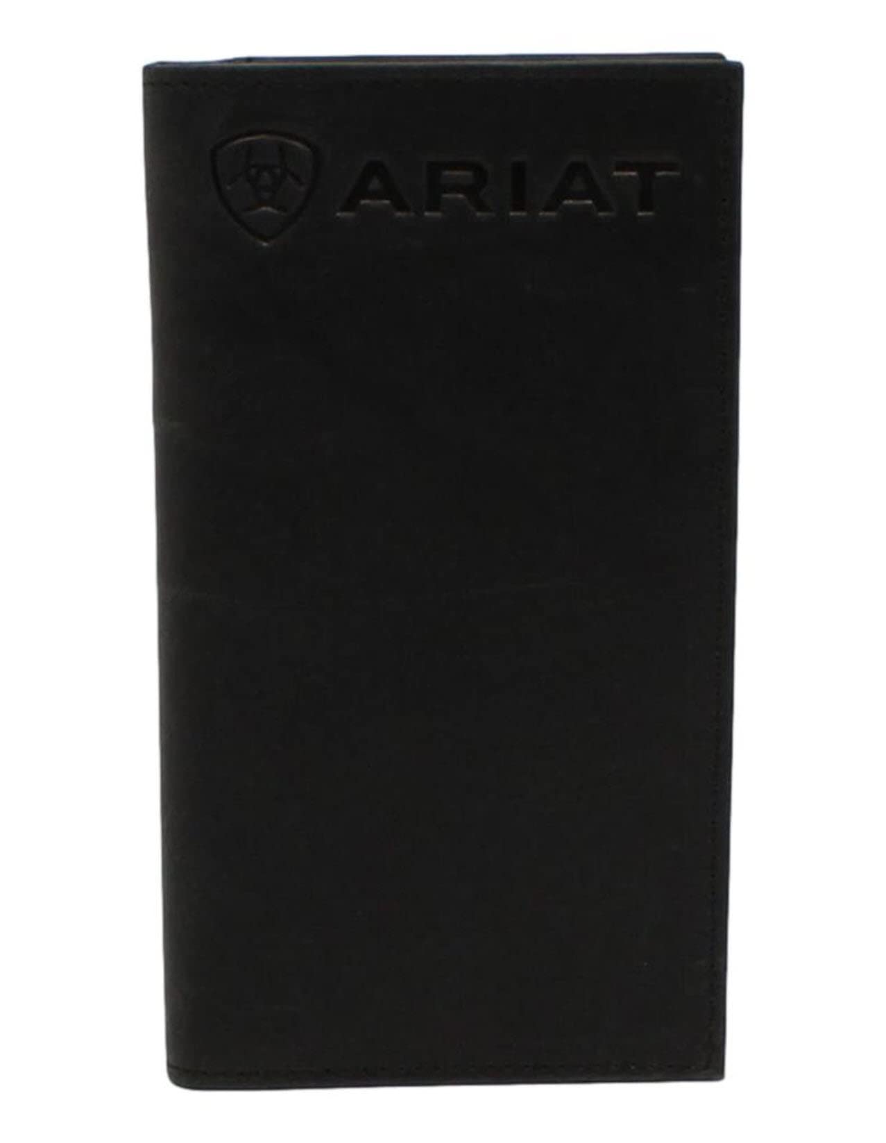 Ariat Men's Black Leather Bifold Wallet with Embossed Logo