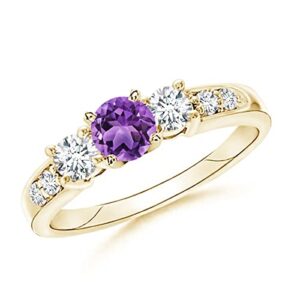 carillon three stone amethyst 0.75 ctw gemstone 925 sterling silver women engagement ring jewelry (yellow plated, 8.5)