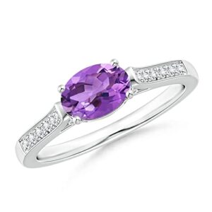 carillon oval 1.00 ctw amethyst horizontal set solitaire accents 925 sterling silver women valentine day ring (sterling silver, 6.5)