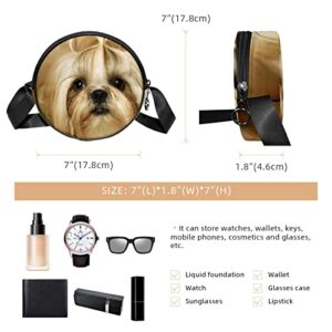 Shih Tzu Puppy Dog Crossbody Bag for Women Teen Girls Round Canvas Shoulder Bag Purse Tote Handbag Bag