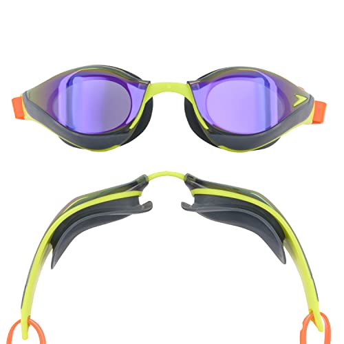 Speedo Unisex-Adult Swim Goggles Mirrored Fastskin Pure Focus, Salso/Atomic Lime/Violet Gold