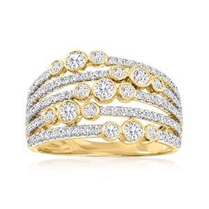 ross-simons 1.25 ct. t.w. diamond multi-row ring in 14kt yellow gold. size 7