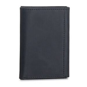 ARIAT Men's Trifold Wallet with Embossed Logo, Genuine Leather, Black