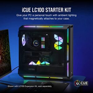 Corsair iCUE LC100 Case Accent Lighting Panels - Mini Triangle - 9X Tile Starter Kit (81 RGB LEDs with Light Diffusion, Simple Magnetic Attachment, iCUE Lighting Node PRO Included)