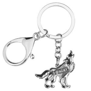 Enamel Alloy Wolf Keychain For Women Girls Animals Keyring Bag Wallet Charms Novelty Gift (Purple),31mm x 33mm