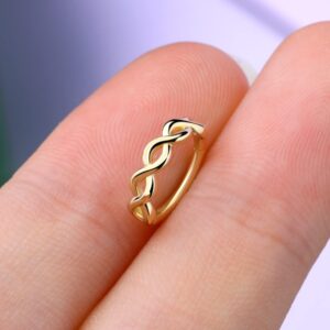 Melighting Gold Helix Earrings Twist Nose Rings Hoop 14K Solid Daith Piercing 16G Septum Rings Tragus Cartilage Earrings Clicker Piercing Jewelry