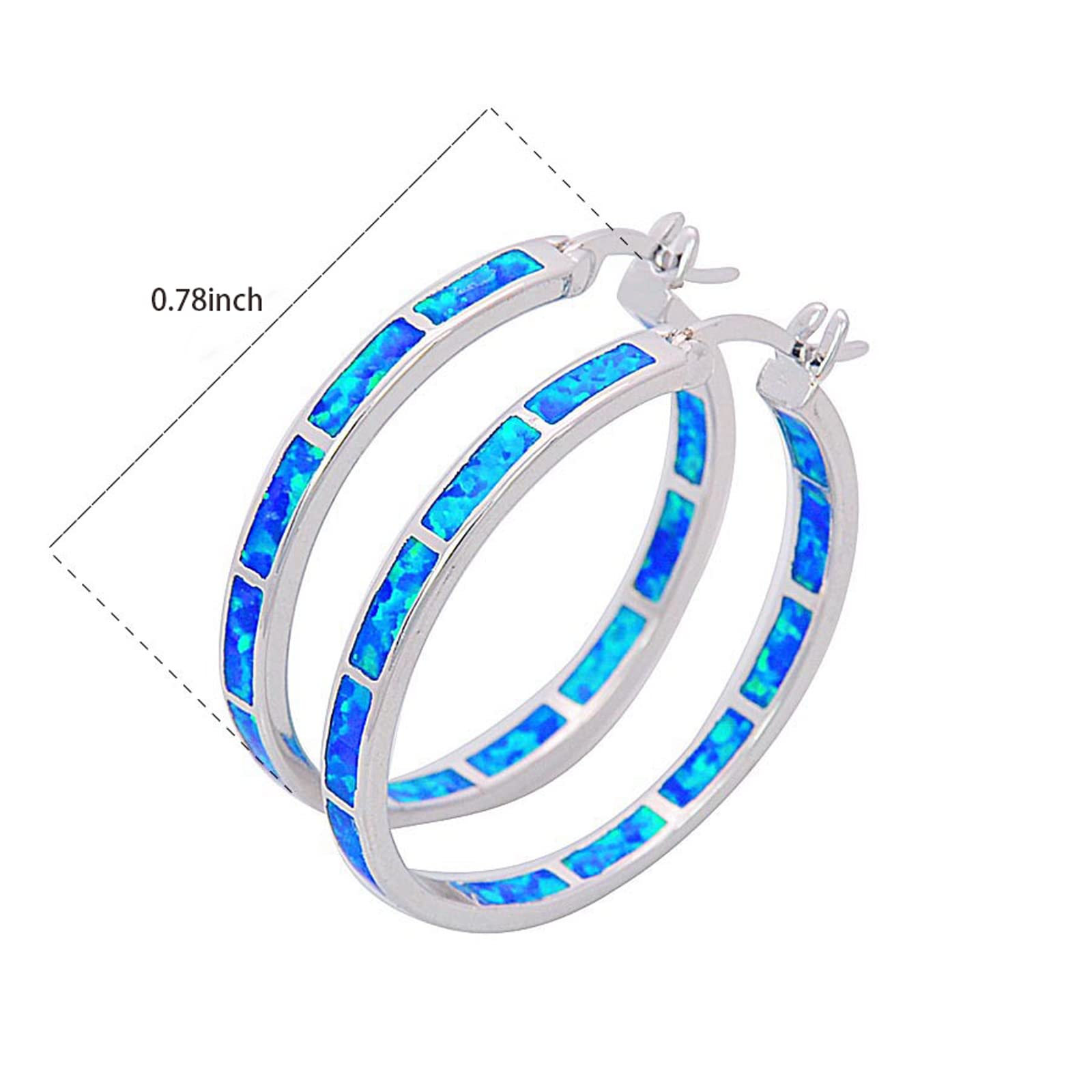 925 Sterling Silver Hoop Earring, Opal Small Hoop Earring for Women, Hypoallergenic Jewelry Cubic Zirconia Huggie Hoop Earrings Blue