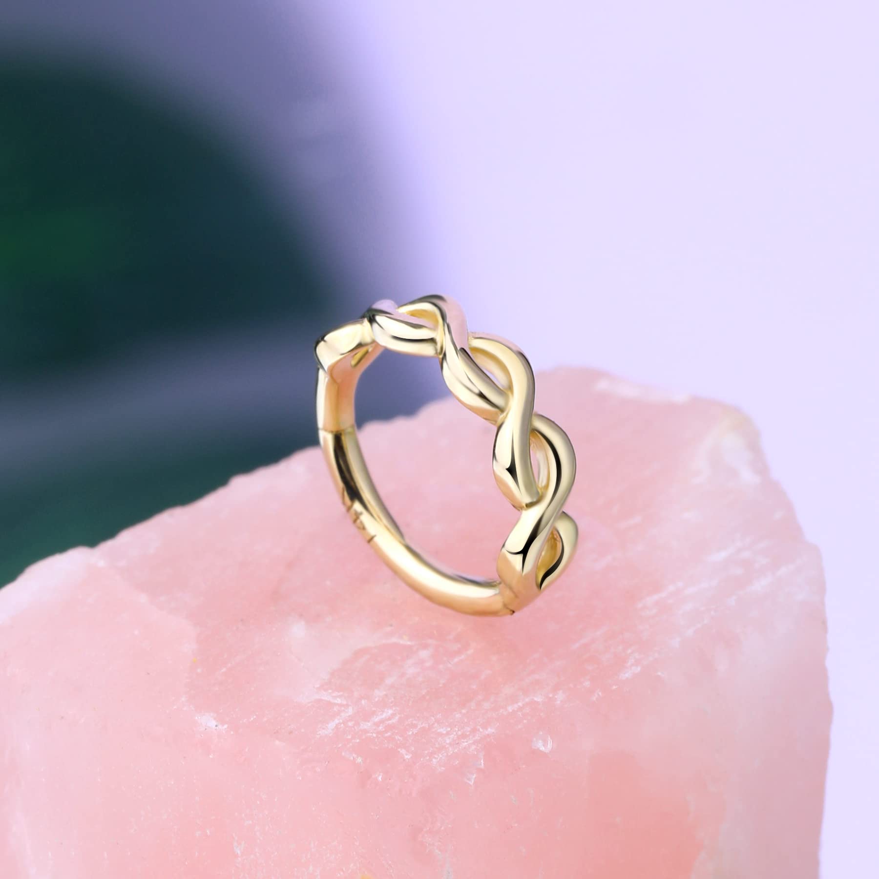 Melighting Gold Helix Earrings Twist Nose Rings Hoop 14K Solid Daith Piercing 16G Septum Rings Tragus Cartilage Earrings Clicker Piercing Jewelry