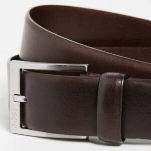 BOSS Men's Smooth Leather Dress Belt, Dark Brown, one Size