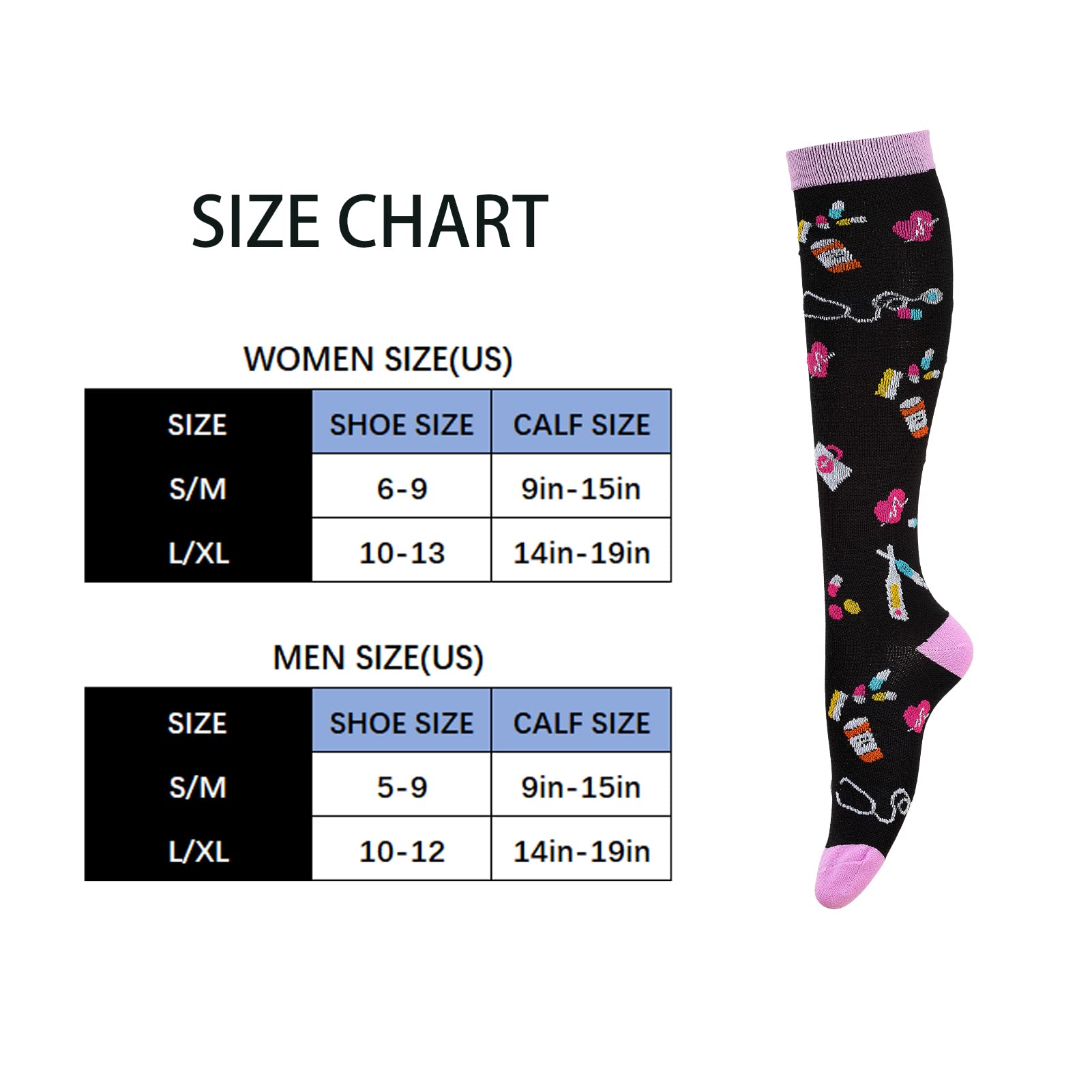 LEOSTEP Compression Socks for Women & Men Circulation,Long Stockings Support for Nurse, Pregnant, Hiking, Riding, Running