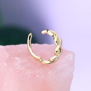 Melighting Gold Helix Earrings Twist Nose Rings Hoop 14K Solid Daith Piercing 16G Septum Rings Tragus Cartilage Earrings Clicker Piercing Jewelry