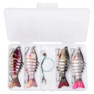 Fishing Lure Kit Topwater Bass Lures Fishing Lures Slow Sinking Swimming Lures Multi Jointed Swimbait Lifelike Hard Bait Trout Perch Pack of 4