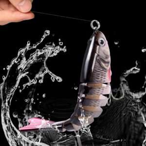 Fishing Lure Kit Topwater Bass Lures Fishing Lures Slow Sinking Swimming Lures Multi Jointed Swimbait Lifelike Hard Bait Trout Perch Pack of 4