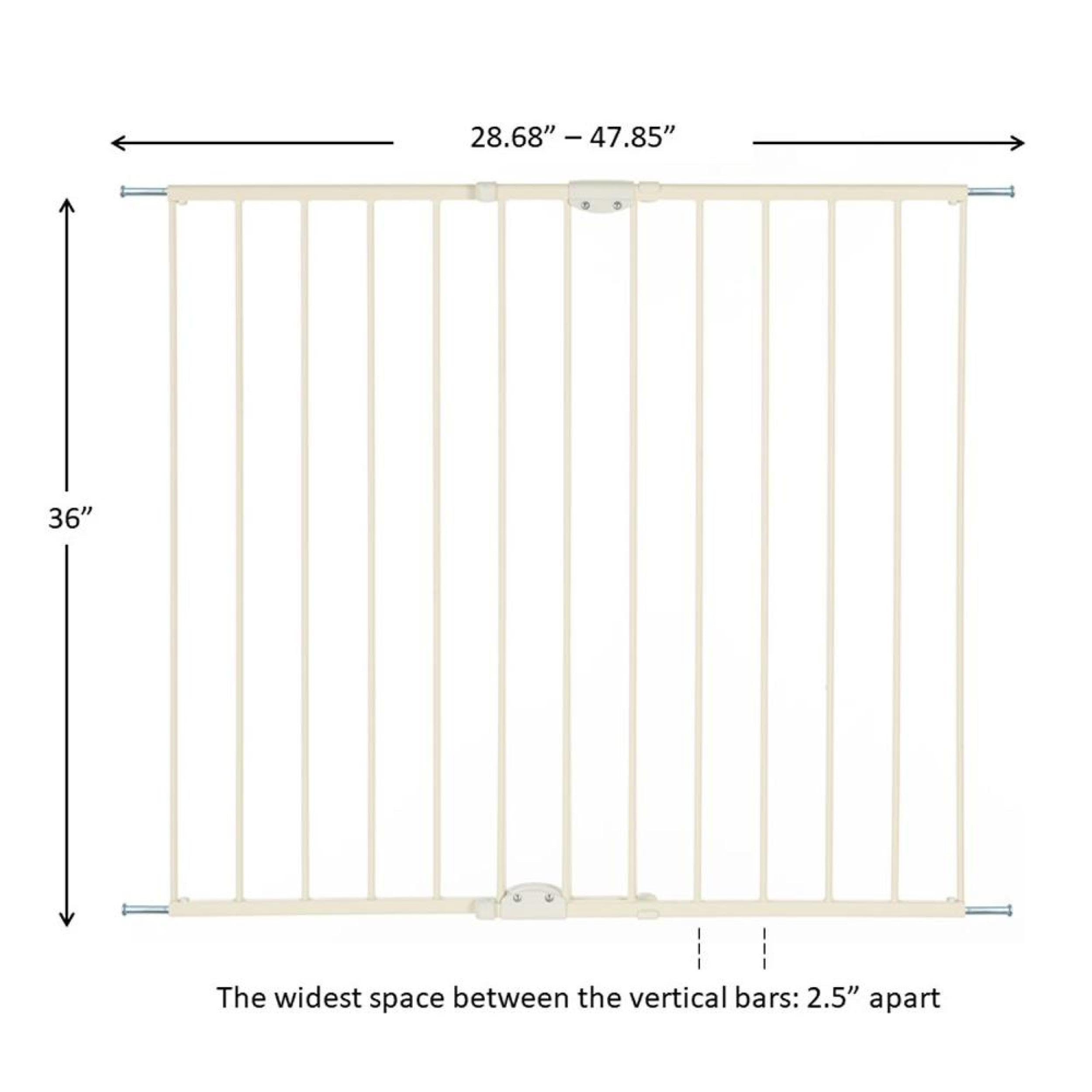 Toddleroo by North States Baby Gate for Stairs and Doorways: Tall Easy Swing & Lock Series 2 Child Gate, Fits Openings 28.68"-47.85" Wide. Safety Latch, Hardware Mount. (36" Tall, Warm White)