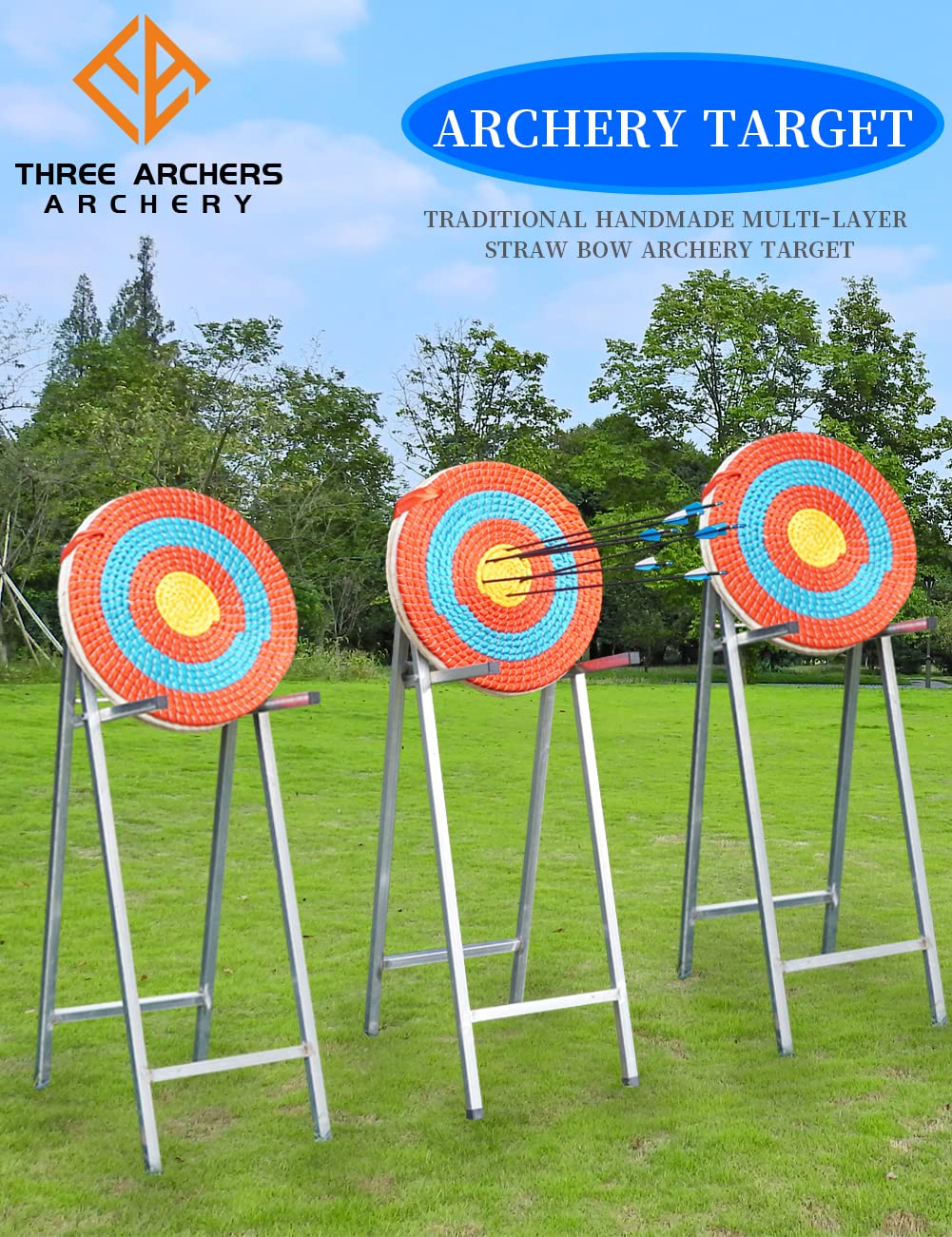 Three Archers Archery Straw Target 3 Layers Traditional Archery Target for Outdoor Shooting Practice