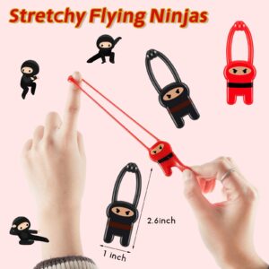 24 Pcs Ninjas Party Favors Include 12 Warrior Slap Bracelets 12 Stretchy Flying Ninjas Fun Interactive Slap Bracelet Elastic Finger Ninjas Funny Toys for Christmas Ninjas Theme Birthday Party Supplies