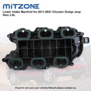 MITZONE Intake Manifold with Gasket Compatible with 2011-2018 Jeep Dodge RAM Chevy 3.6L V6 Vehicles Grand Cherokee Wrangler Journey Grand Caravan Town Country Replace 05184199AF