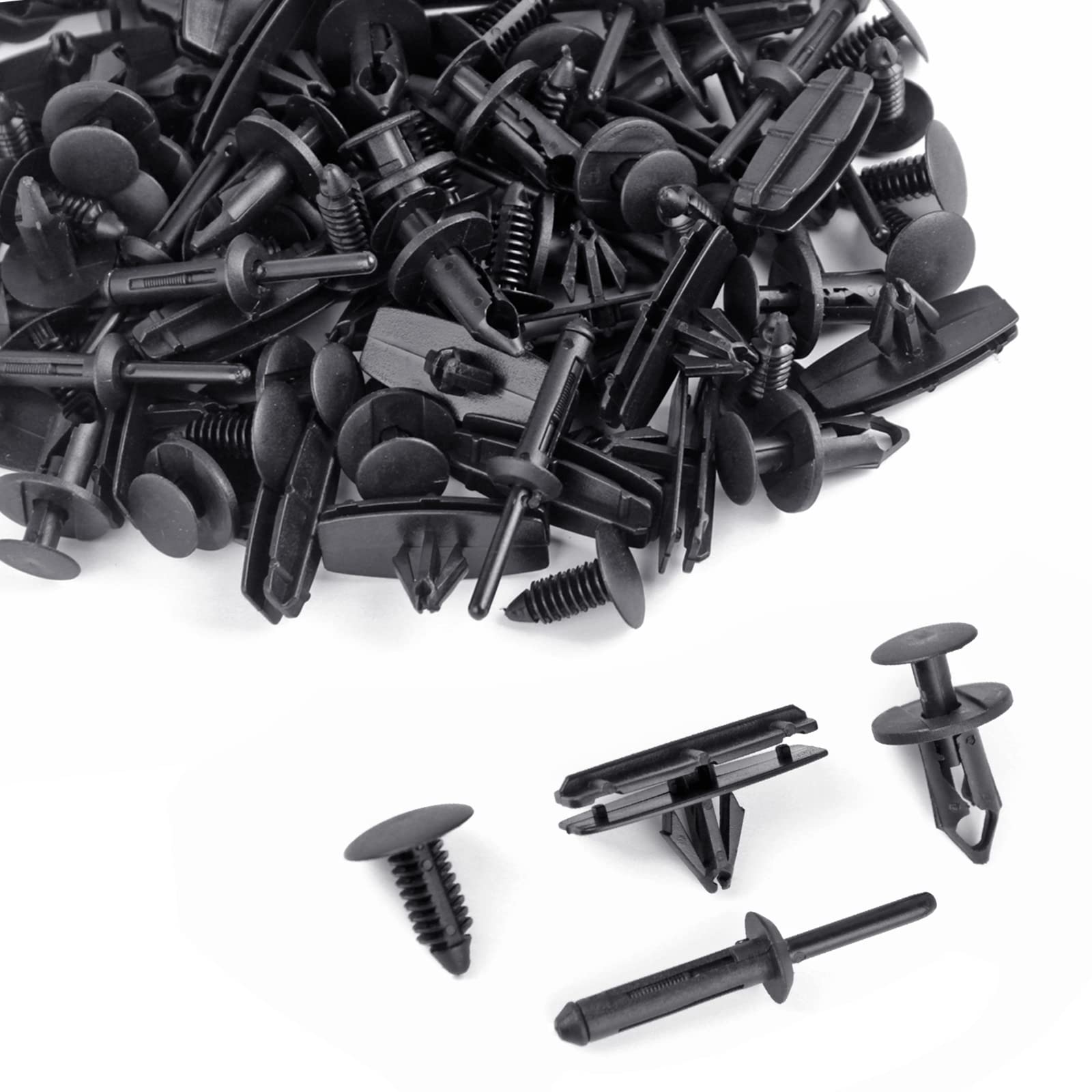 4 in 1 Wrangler Grille Fastener Retainer Clips, Xislet Push-Type Plastic Rivets Compatible with 2007-2022 Jeep Wrangler & 2005-2010 Grand Cherokee Fender Bumper Clips Replace 6503598-121PCS