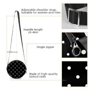 White Black Polka Dot Crossbody Bag for Women Teen Girls Round Canvas Shoulder Bag Purse Tote Handbag Bag