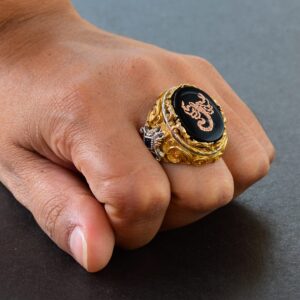 Men's Sterling Silver Ring - Gold Plated Ring - Signet Ring (Scorpion)