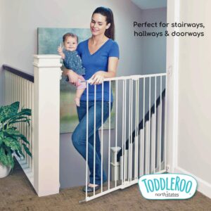 Toddleroo by North States Baby Gate for Stairs and Doorways: Tall Easy Swing & Lock Series 2 Child Gate, Fits Openings 28.68"-47.85" Wide. Safety Latch, Hardware Mount. (36" Tall, Warm White)